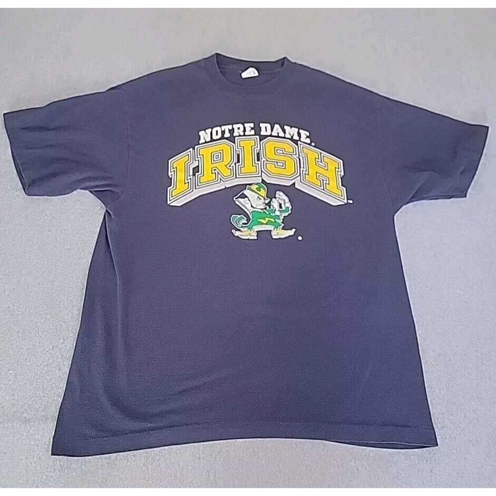 Vintage‎ Notre Dame Shirt Mens XL Blue Irish Competitor Leprechaun Logo USA 90s